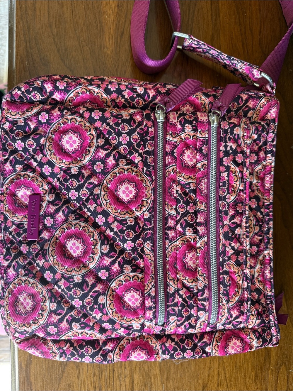 Vera Bradley Magenta Floral Medallion Quilted Crossbody